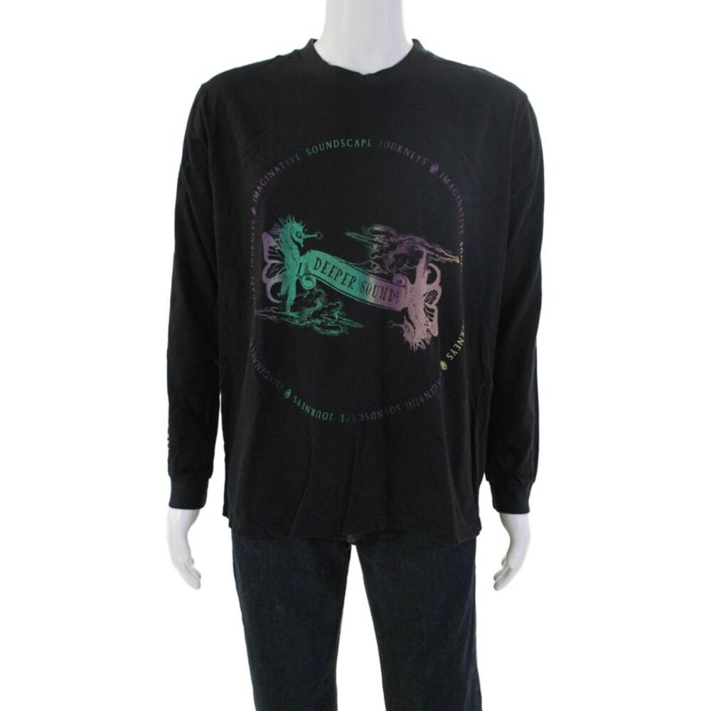 One Teaspoon Mens Long Sleeve Round Neck Graphic Printed T-shirt Black Size S